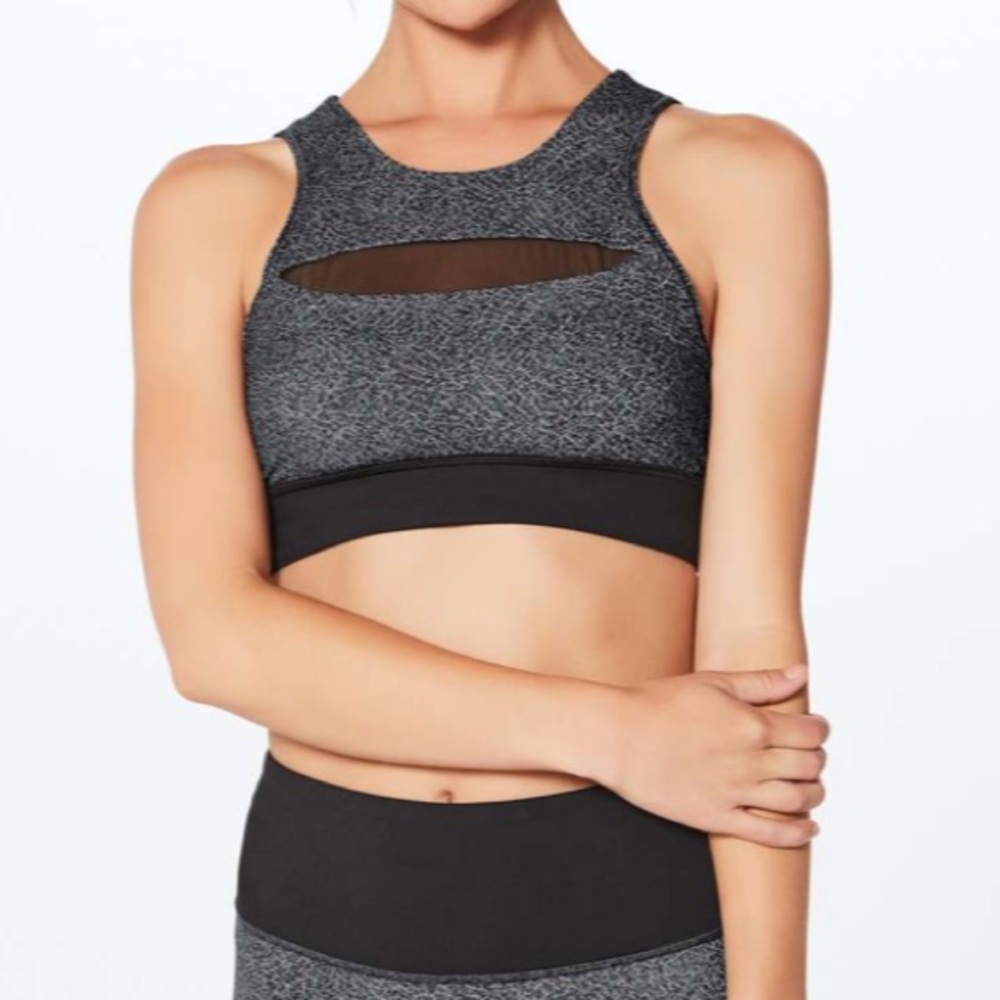 lululemon athletica Gray and Black High Neck Cutout Sports Bra